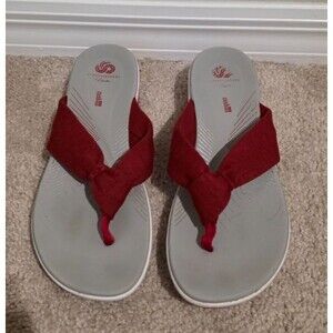 Clarks Cloudsteppers Arla Glison Flip Flop in Red Women's 10